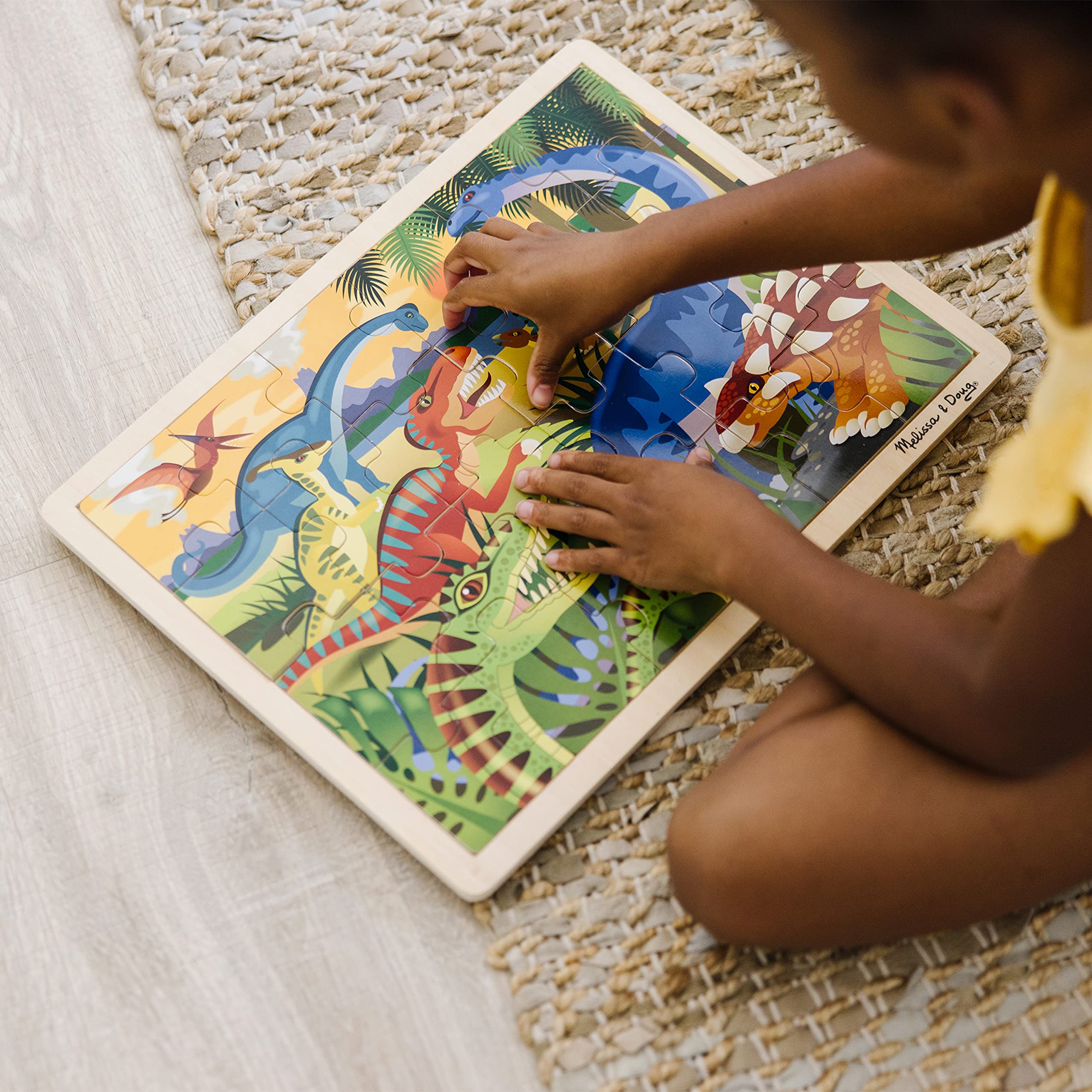Amazon.co.jp: Melissa & Doug 恐竜 木製ジグソーパズル 収納トレイ
